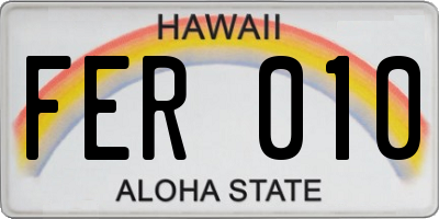 HI license plate FER010