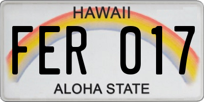 HI license plate FER017