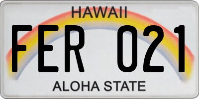 HI license plate FER021