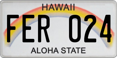 HI license plate FER024