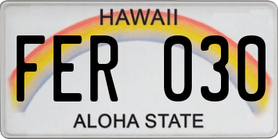 HI license plate FER030