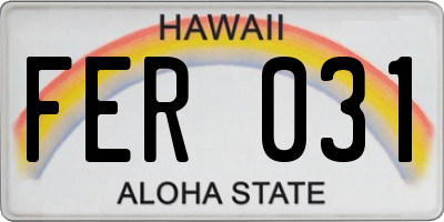 HI license plate FER031
