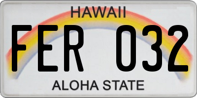 HI license plate FER032