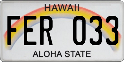 HI license plate FER033