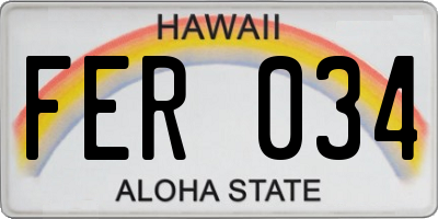 HI license plate FER034