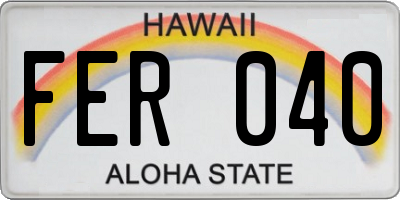 HI license plate FER040