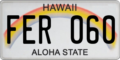 HI license plate FER060