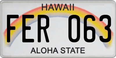 HI license plate FER063