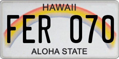 HI license plate FER070