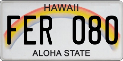 HI license plate FER080