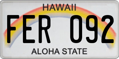 HI license plate FER092