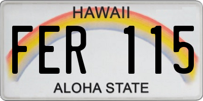 HI license plate FER115