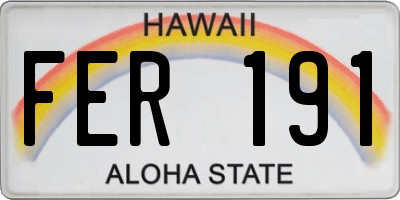 HI license plate FER191