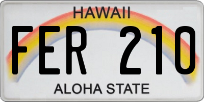 HI license plate FER210