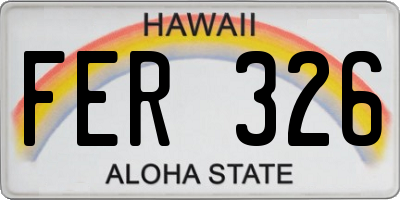 HI license plate FER326