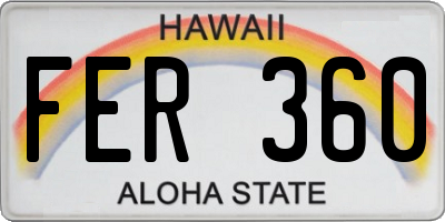 HI license plate FER360