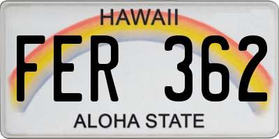 HI license plate FER362