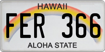 HI license plate FER366