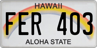 HI license plate FER403
