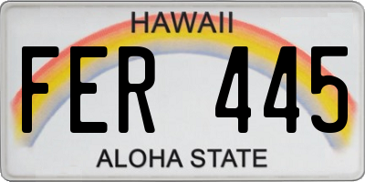 HI license plate FER445