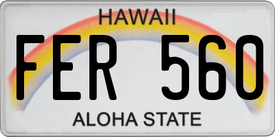 HI license plate FER560