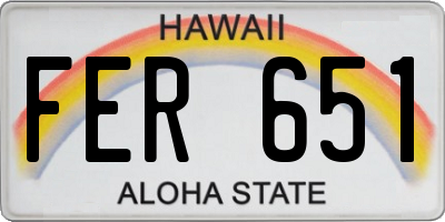 HI license plate FER651