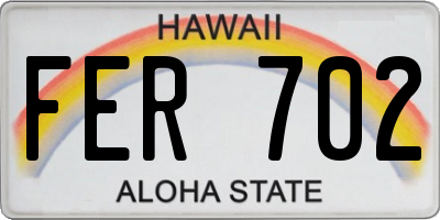 HI license plate FER702