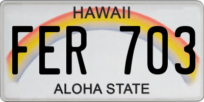 HI license plate FER703