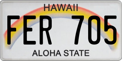 HI license plate FER705