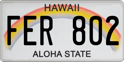 HI license plate FER802