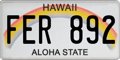 HI license plate FER892