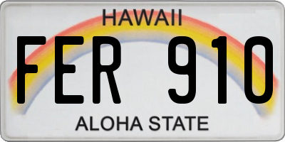 HI license plate FER910