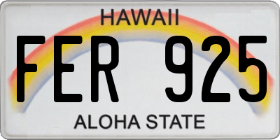 HI license plate FER925