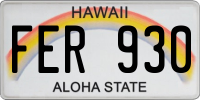 HI license plate FER930