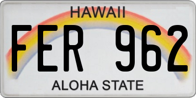HI license plate FER962