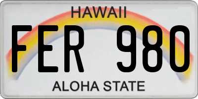 HI license plate FER980