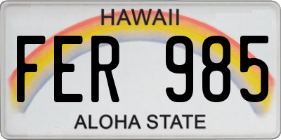 HI license plate FER985