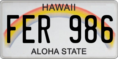 HI license plate FER986