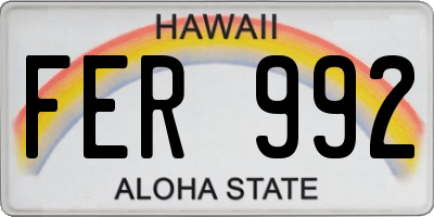 HI license plate FER992