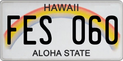 HI license plate FES060