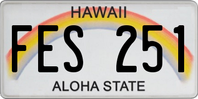 HI license plate FES251
