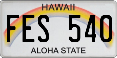 HI license plate FES540