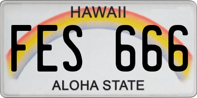 HI license plate FES666