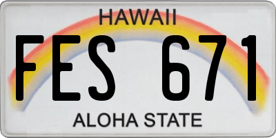 HI license plate FES671
