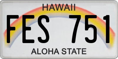 HI license plate FES751