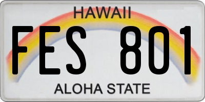HI license plate FES801