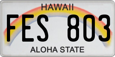 HI license plate FES803