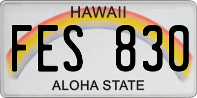 HI license plate FES830
