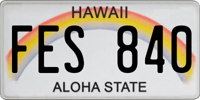 HI license plate FES840