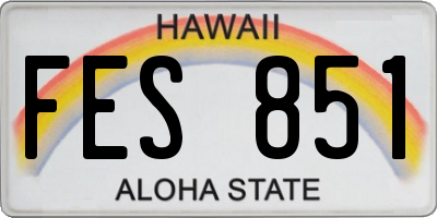 HI license plate FES851